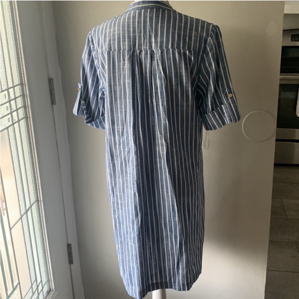 🎉H.P. Anne Klein 1/4 Zip Up Shirt Dress Sz Medium - Picture 3 of 4
